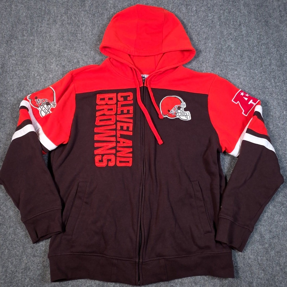 Starter Cleveland Browns Hoodie Mens XL Full Zip Sweatshirt NFL AFC Embroidered